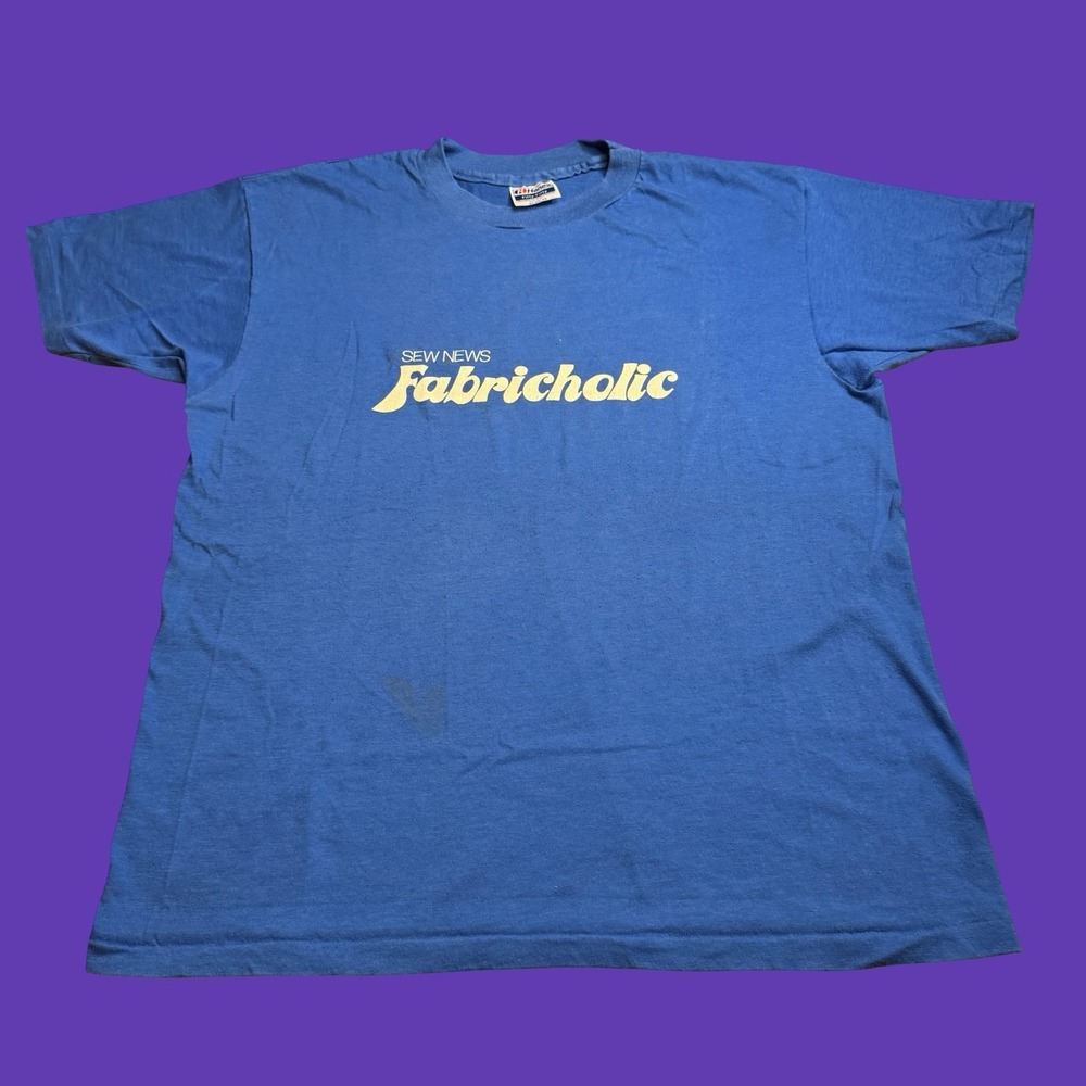 Vintage Sew News T Shirt Single Stitch Fabricholic Distressed 90s Craft Sewing
